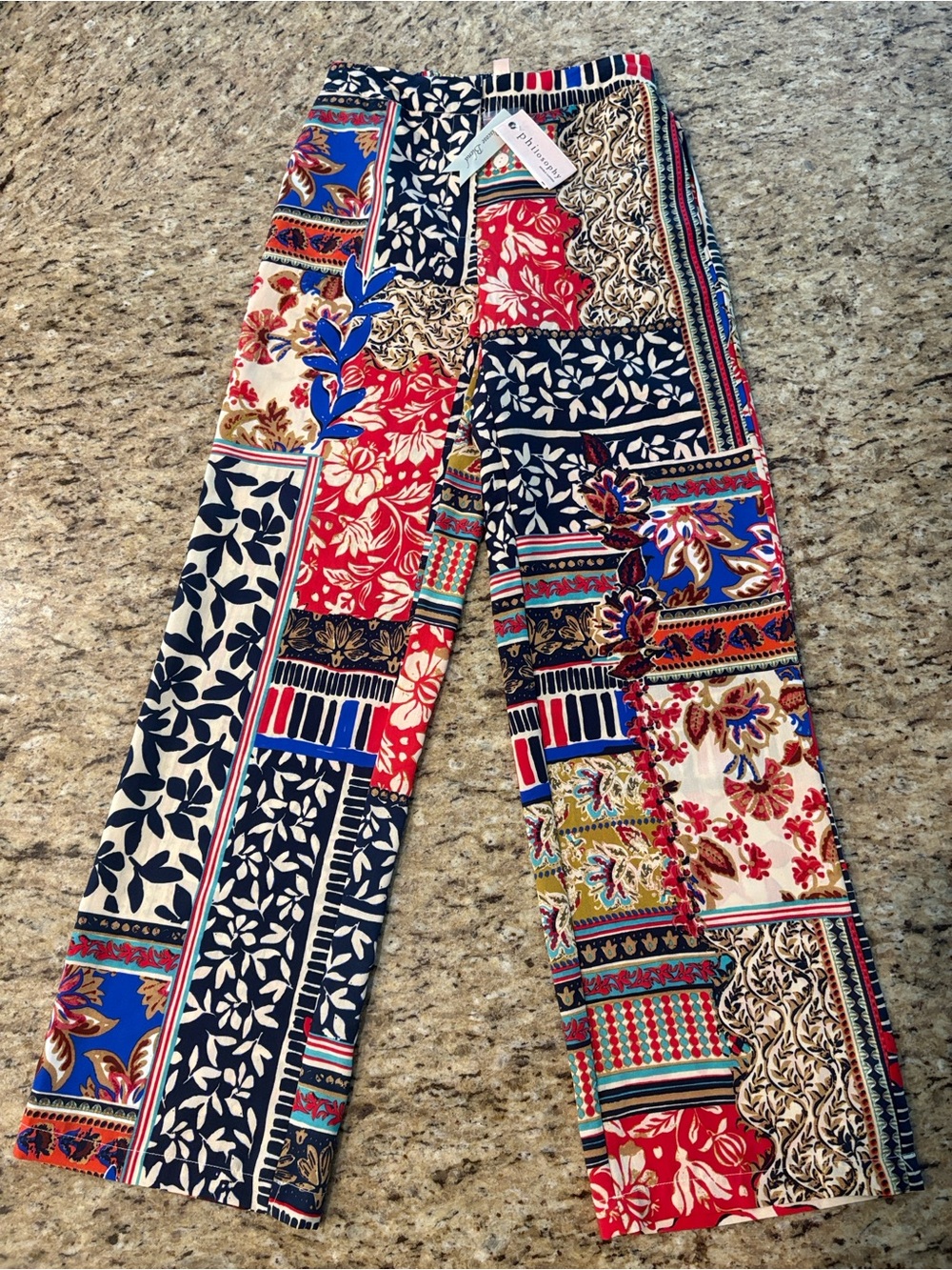 Philosophy | Patchwork Printed Pant with Pockets - Picture 4 of 16